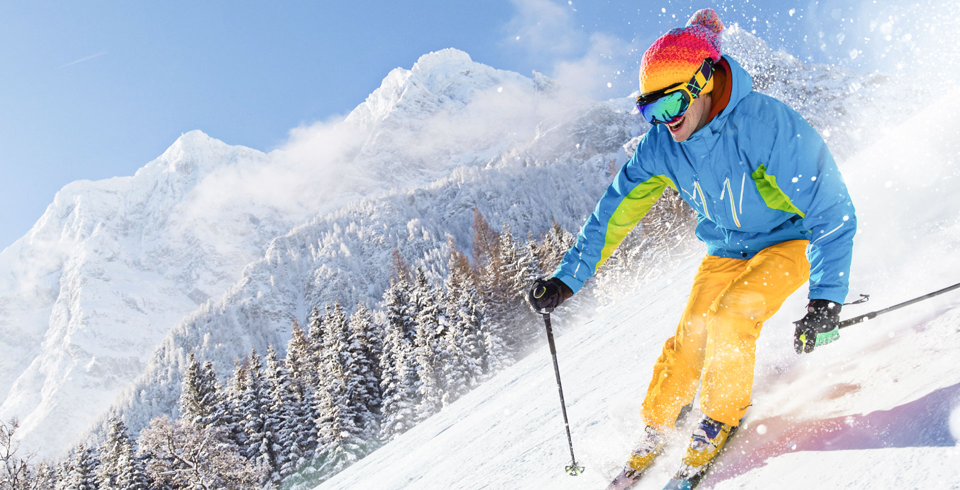 Veranschaulichung Schneeblindheit mit einem Schifahrer auf Piste - Augenlasern Wien, Dr. Atamniy